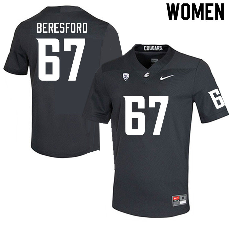 Women #67 Jack Beresford Washington State Cougars College Football Jerseys Sale-Charcoal
